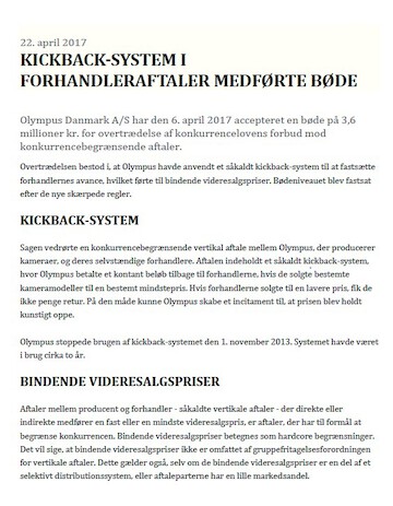 Kickback System in Distribution Agreement carried a Fine