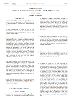 Effect on Trade Guidelines