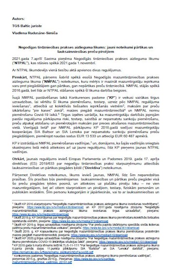 New unfair trade practice restrictions