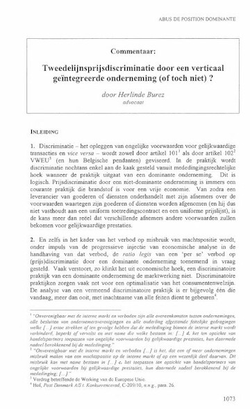 Second line price discrimination by a vertically integrated company (or not)?