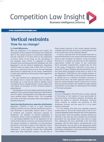 Vertical restraints - Time for no change?