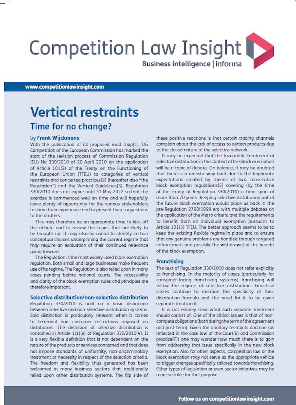 Vertical restraints - Time for no change?