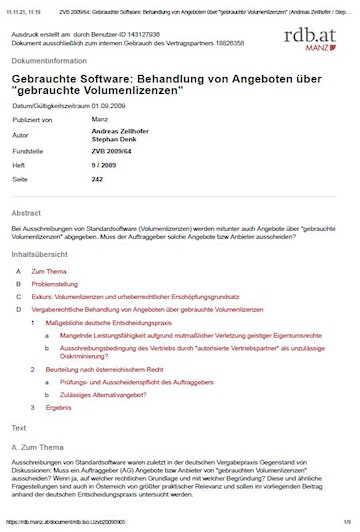 Used Software: Treatment of Offers for "Used Volume Licenses"