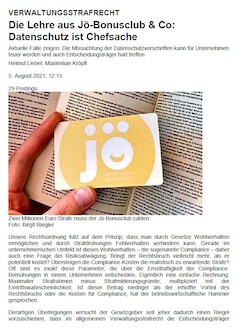 The lesson learned from jö-Bonusclub & Co: data protection is a matter for the boss