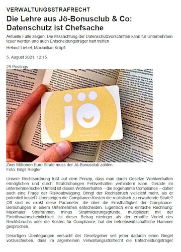The lesson learned from jö-Bonusclub & Co: data protection is a matter for the boss