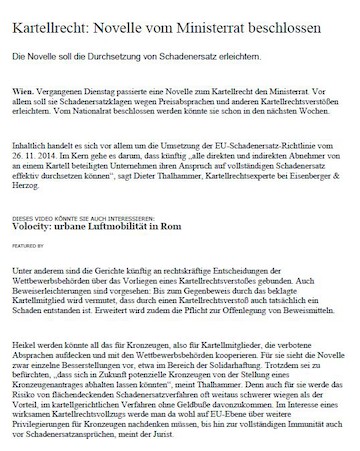 Cartel law: amendment adopted by Council of Ministers