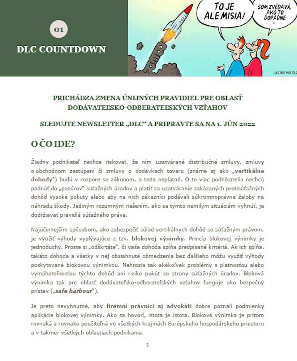 Distribution Law Center Countdown I - European competition rules relating to distribution, agency and supply agreements about to change