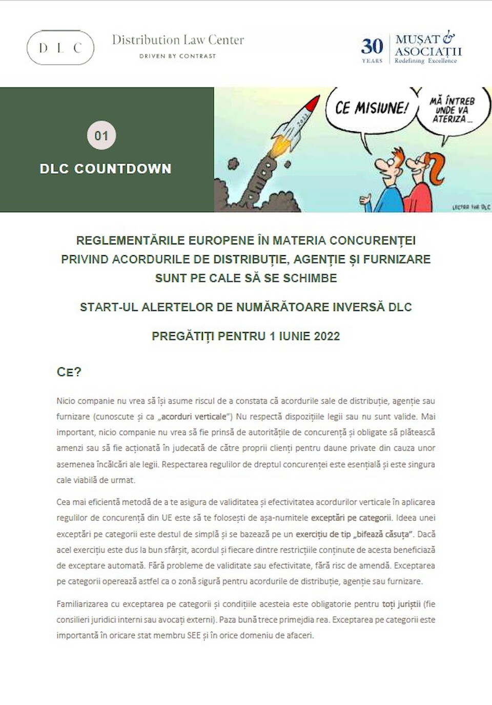 Distribution Law Center Countdown I - European competition rules relating to distribution, agency and supply agreements about to change