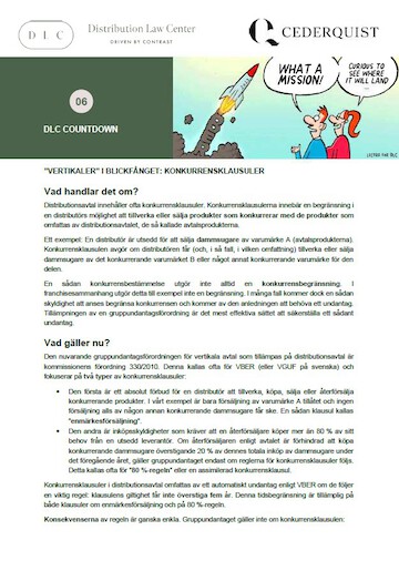 Distribution Law Center Countdown VI - Non-compete restrictions