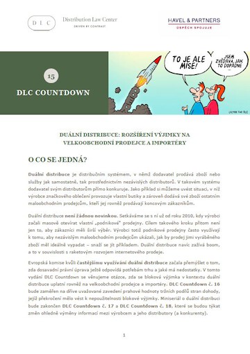 Distribution Law Center Countdown XV - Dual distribution (Extension of exception to wholesalers and importers)