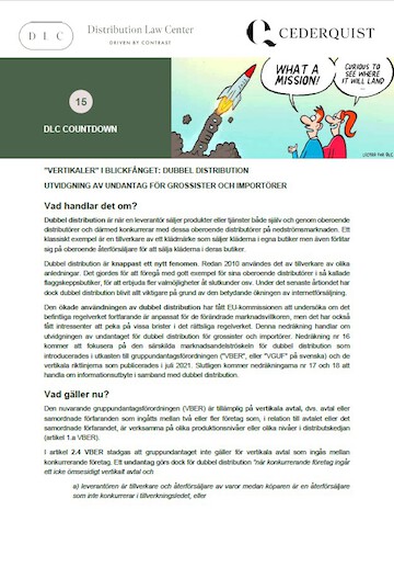 Distribution Law Center Countdown XV - Dual distribution (Extension of exception to wholesalers and importers)