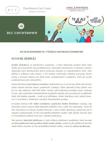 Distribution Law Center Countdown XVIII - Dual distribution (Information exchange (Article 2(7) VBER))