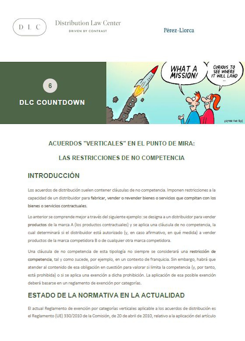 Distribution Law Center Countdown VI - Non-compete restrictions