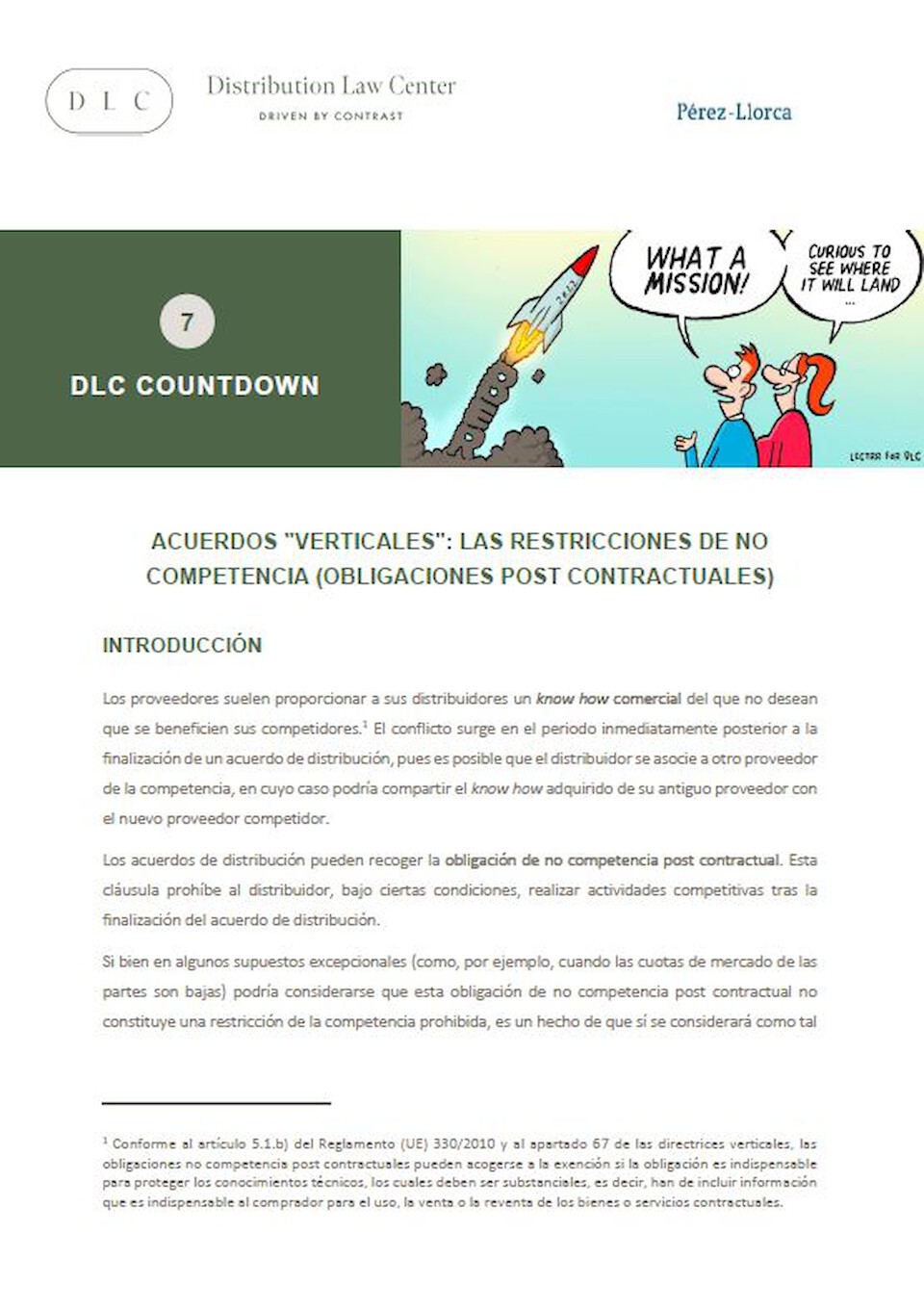 Distribution Law Center Countdown VII - Non-compete restrictions (post term)