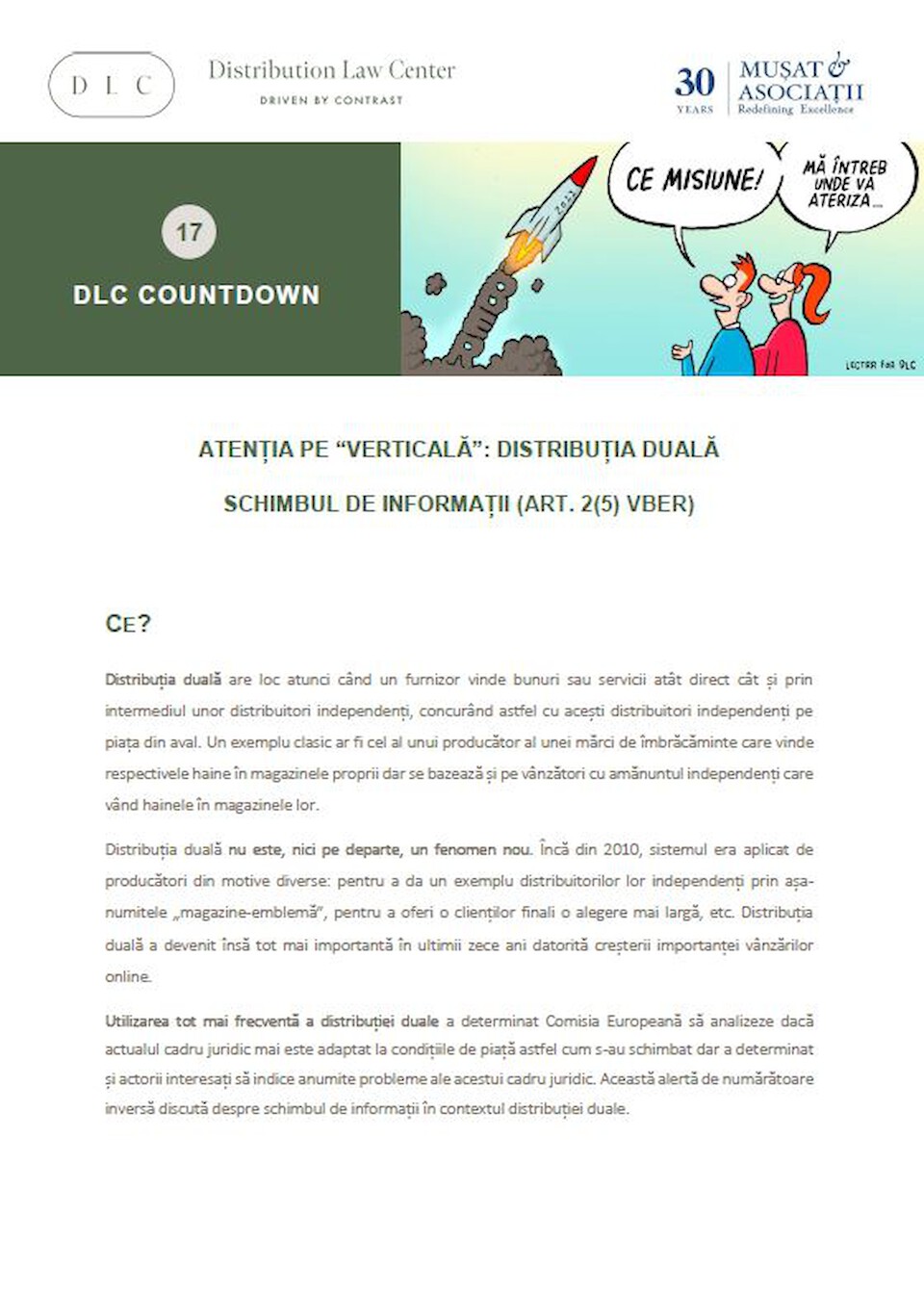 Distribution Law Center Countdown XVII - Dual distribution (Information exchange (Article 2(5) VBER))