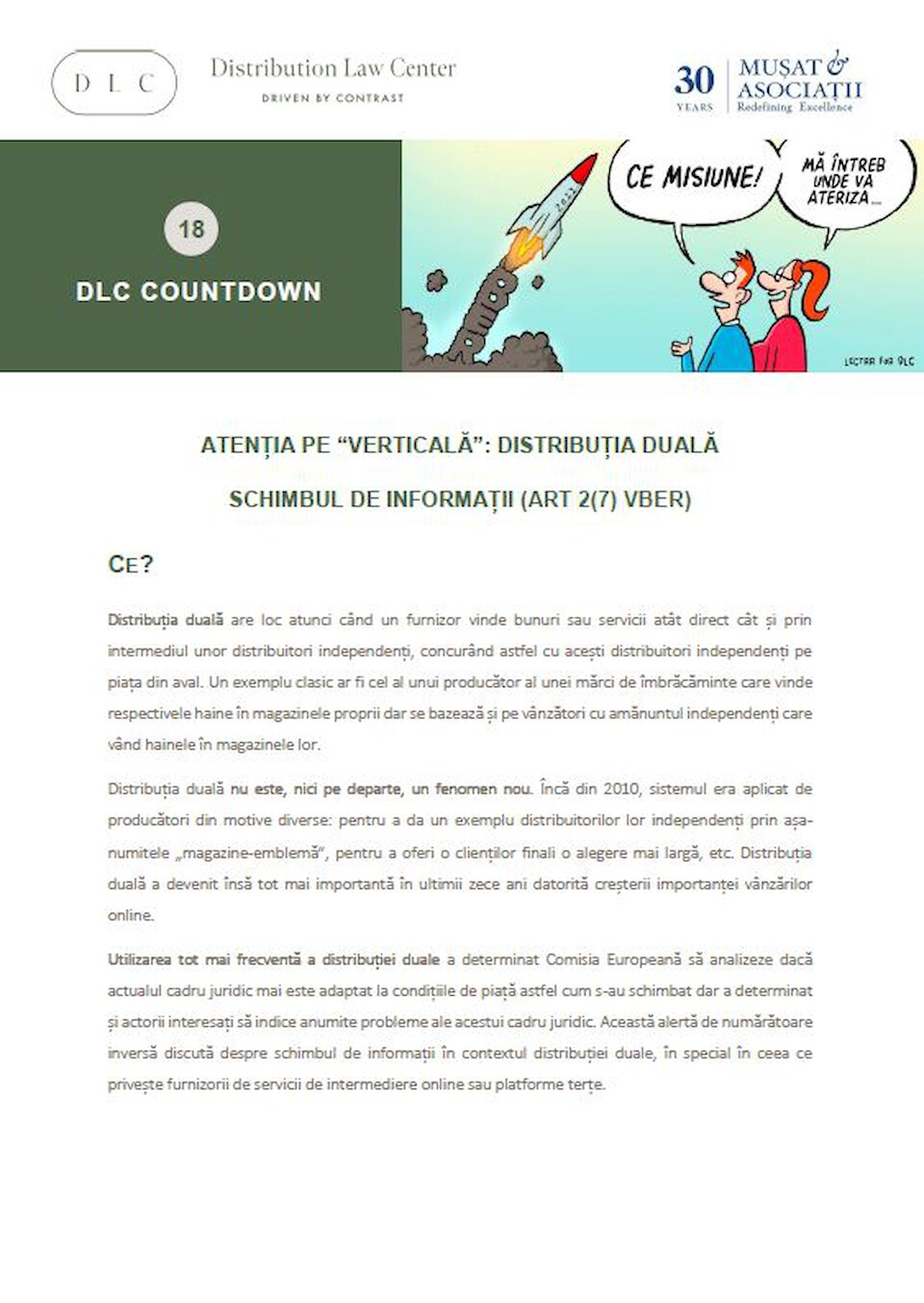 Distribution Law Center Countdown XVIII - Dual distribution (Information exchange (Article 2(7) VBER))