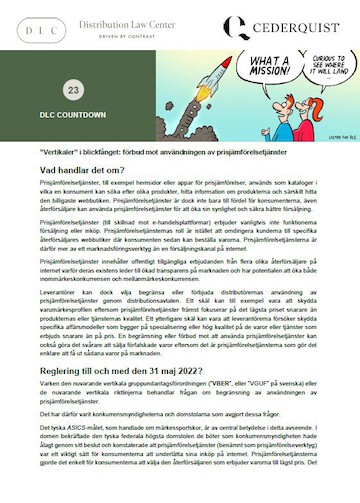 Distribution Law Center Countdown XXIII - Bans on the use of price comparison services