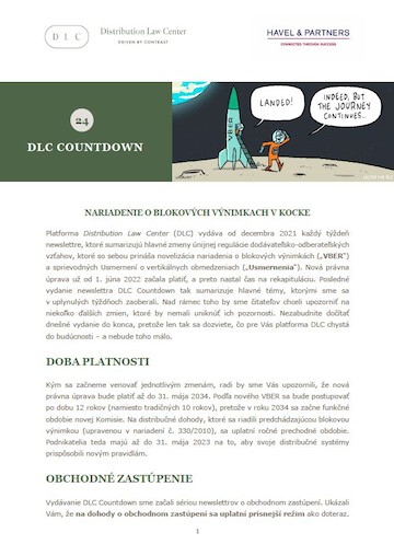 Distribution Law Center Countdown XXIV - Wrap-up (The new VBER regime in a nutshell)