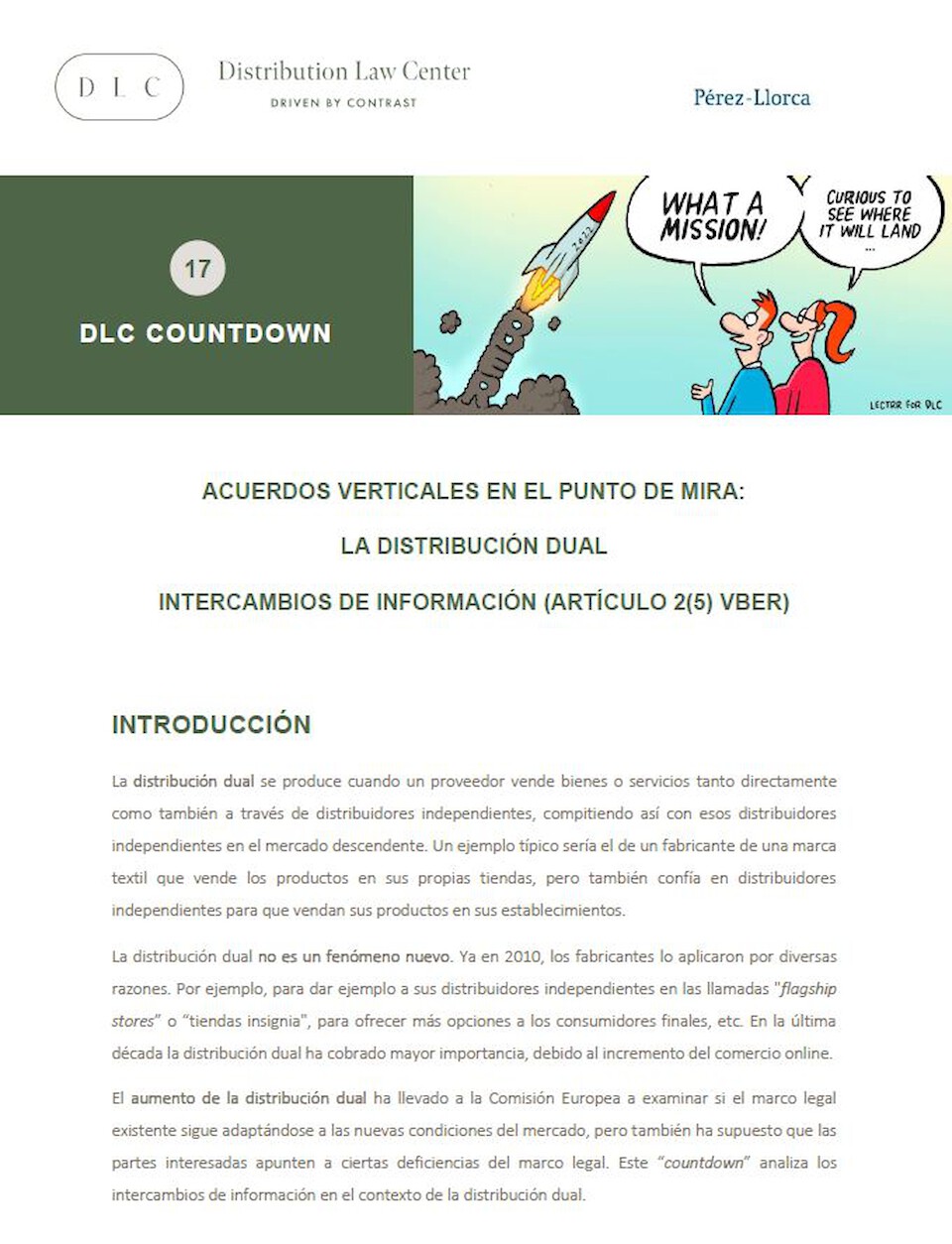 Distribution Law Center Countdown XVII - Dual distribution (Information exchange (Article 2(5) VBER))