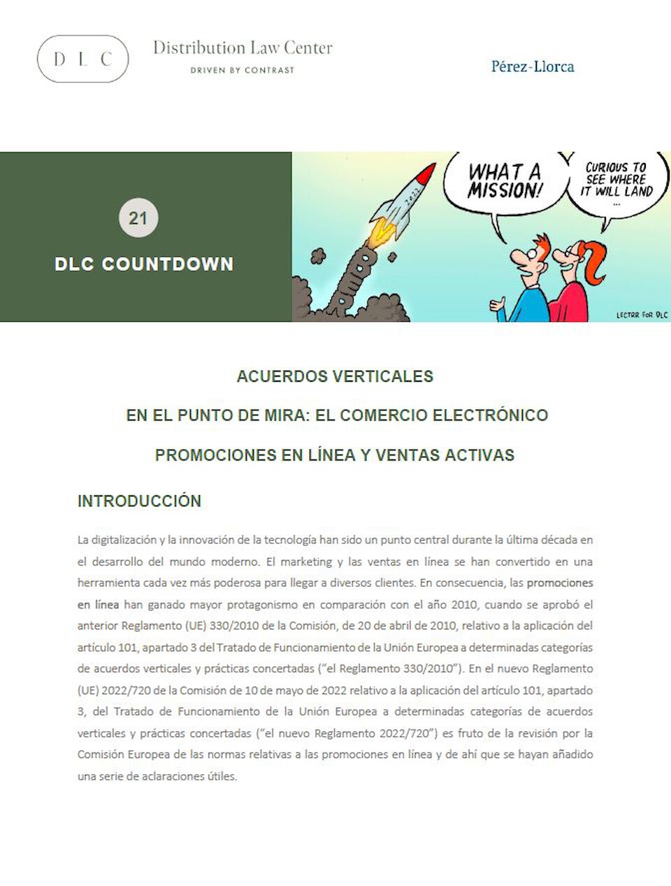 Distribution Law Center Countdown XXI - E-commerce (Online promotions and active sales)