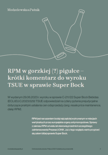 RPM in a bitter (?) pillow – short comment to CJEU’s judgement on Super Bock case